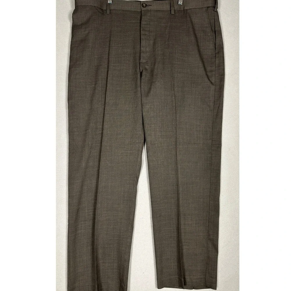 NEW Savane Pants Mens 42X30 Chinchilla Brown Dress Stretch Performance Straight